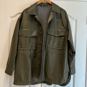 Zara Faux Leather Oversized Jacket in L